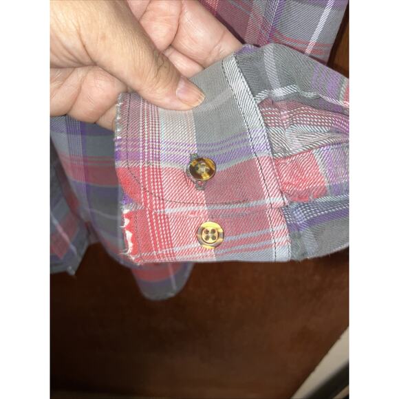 VTG Sears Roebuck Men's Long Sleeve Distressed Flannel Shirt - Size Large* - Picture 5 of 12